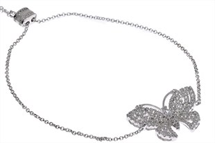 Bayan Taşlı Kelebek Model Asansörlü Gümüş Bileklik