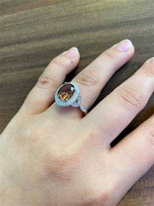 Bayan Yuvarlak Sultanit Taş Model Gümüş Yüzük