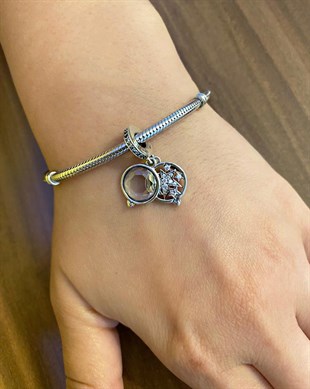 Büyüteç ve Yıldız Çift Sallantılı Gümüş Charm