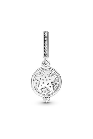 Büyüteç ve Yıldız Çift Sallantılı Gümüş Charm