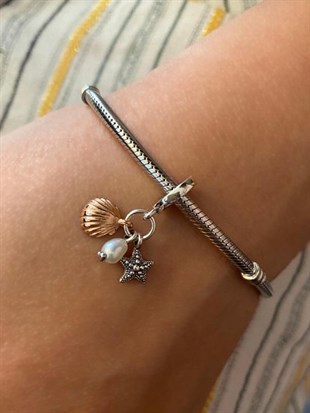 Deniz Kabuğu, İnci ve Deniz Yıldızı Model Gümüş Charm