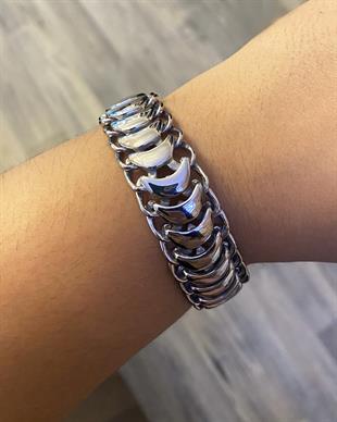 Erkek  Ay Model Çelik Bileklik 