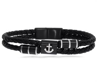 Erkek Çapa Detay Örgü Model Deri Bileklik