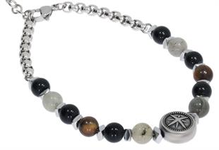 Erkek Deniz Temalı Doğal Taş Detay Çelik Bileklik