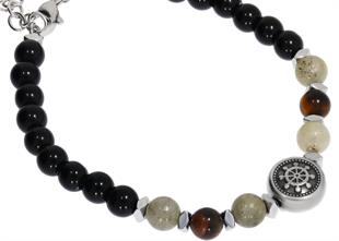 Erkek Deniz Temalı Full Doğal Taş Detay Çelik Bileklik