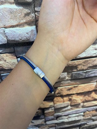 Erkek Deri ve Silver Renk Çelik Detay Bileklik