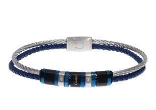 Erkek Deri ve Silver Renk Çelik Detay Bileklik