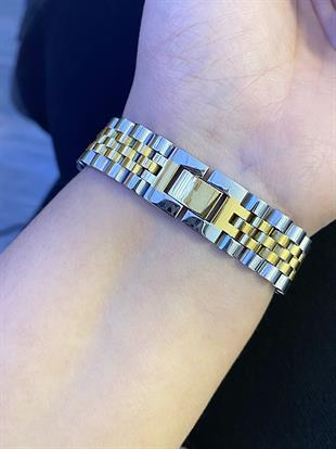 Erkek Gold Detay Gümüş Renk Çelik Bileklik