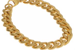 Erkek Gold Renk 10 mm Kalın Zincir Çelik Bileklik