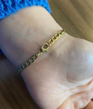 Erkek Gold Renk 4 mm Dalgalı Model Zincir Bileklik