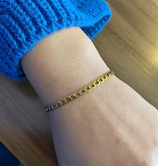 Erkek Gold Renk 4 mm Dalgalı Model Zincir Bileklik