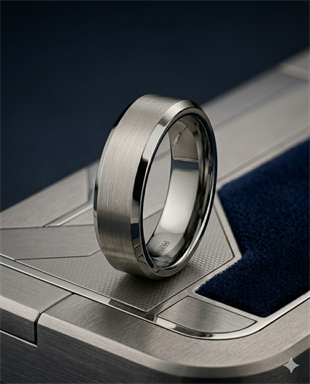 Erkek Gümüş Renk Detay 6 mm Tungsten Yüzük