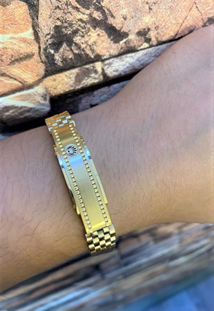 Erkek Gümüş Renk Taç Detay Çelik Bileklik