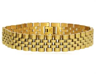 Erkek Kalın Gold Renk Çelik Bileklik