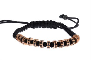 Erkek Makrome Rose Gold Çelik Detay Bileklik
