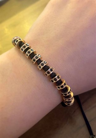 Erkek Makrome Rose Gold Çelik Detay Bileklik