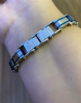 Erkek Mavi Renk Detay Çift Taraflı Bileklik 