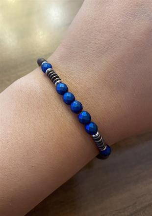 Erkek Mavi Taş Detay Doğaltaş Bileklik