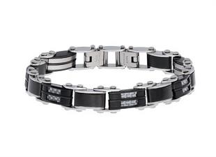 Erkek Örgü Detay Siyah Çift Taraflı Bileklik 