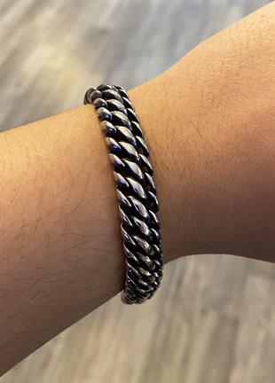 Erkek Örgü Model Çelik Bileklik 