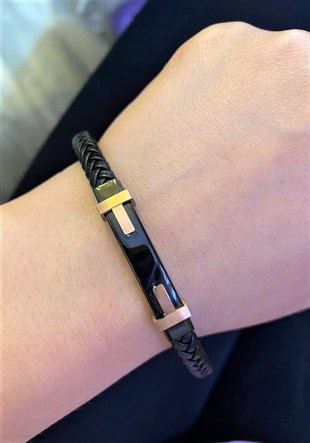 Erkek Örgü Model Deri Bileklik