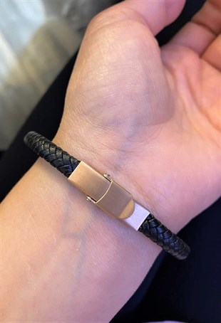 Erkek Örgü Model Deri Bileklik