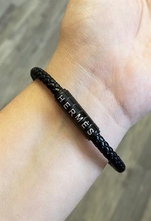 Erkek Örgü Model Düz Deri Bileklik