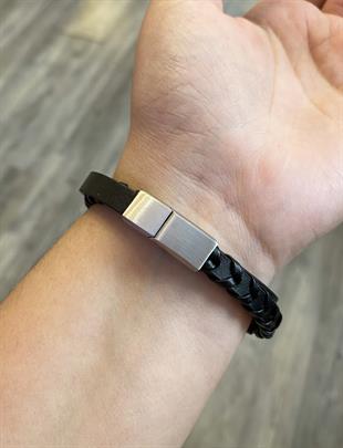 Erkek Örgü Model İkili Deri Bileklik