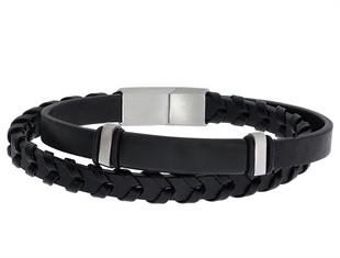 Erkek Örgü Model İkili Deri Bileklik