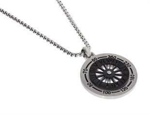 Erkek Roma Rakam Detay Çelik Kolye