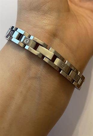 Erkek Sembol Detay Çelik Bileklik