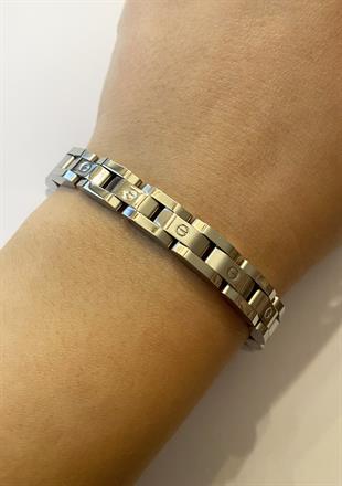 Erkek Sembol Detay Çelik Bileklik