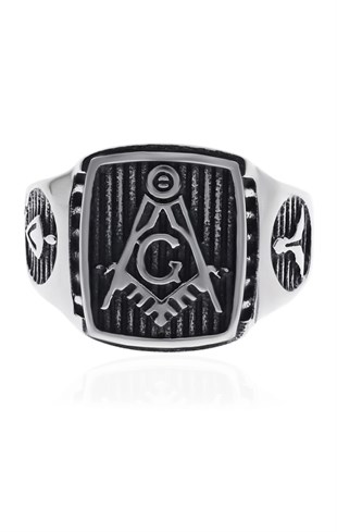 Erkek Sembol Detay Çelik Yüzük