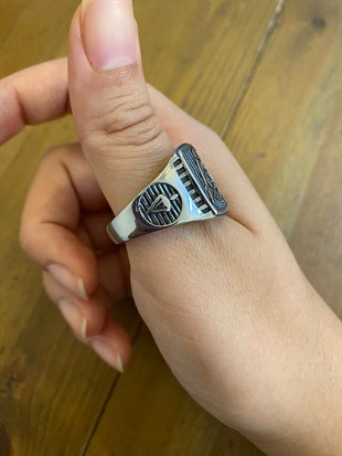 Erkek Sembol Detay Çelik Yüzük