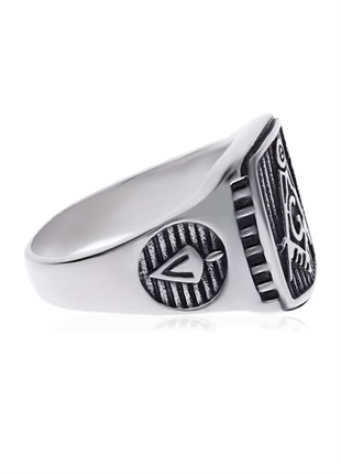 Erkek Sembol Detay Çelik Yüzük