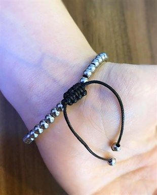 Erkek Silver Renk Boncuk Bileklik