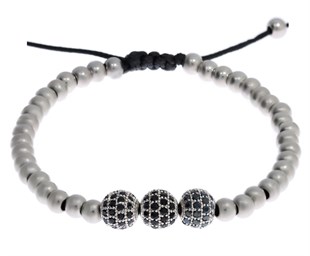 Erkek Silver Renk Boncuk Bileklik