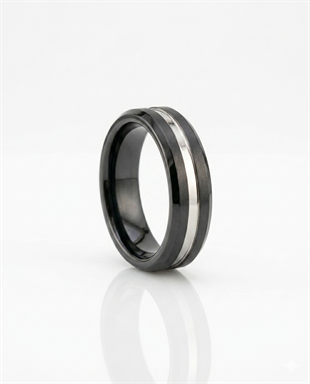 Erkek Silver Renk Çizgi Detay 6 mm Tungsten Yüzük