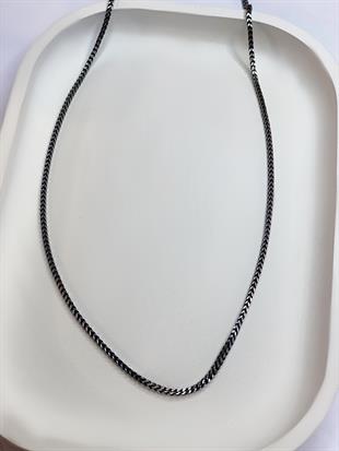 Erkek Siyah Balık Sırtı 2 mm Çelik Zincir Kolye