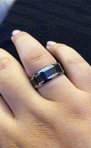 Erkek Siyah Desenli Tungsten Yüzük