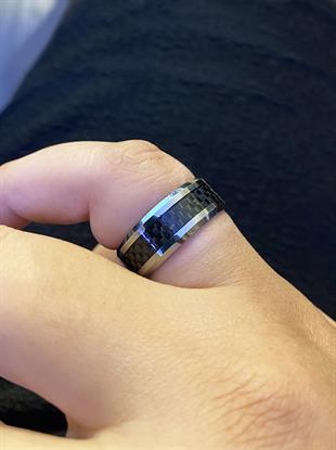 Erkek Siyah Desenli Tungsten Yüzük