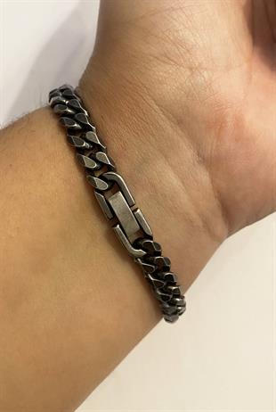 Erkek Siyah Renk Çelik Bileklik