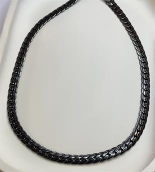 Erkek Siyah Renk Çelik Zincir Kolye