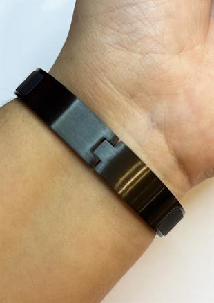 Erkek Siyah Renk Detay Çelik Bilezik