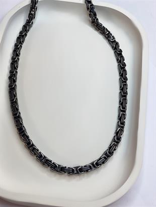 Erkek Siyah Renk Kral Model Çelik Kolye