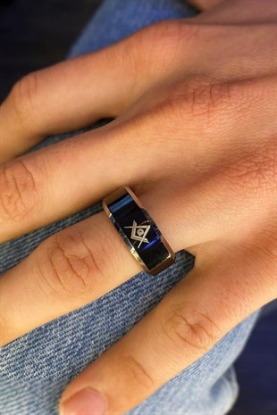Erkek Tungsten Siyah Renk Sembol Detay Yüzük