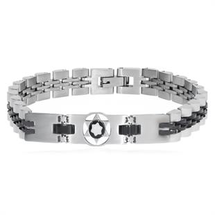 Erkek Yıldız Model Siyah Renk Detay Çelik Bileklik