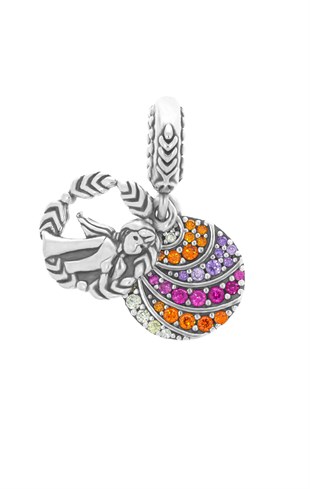 Fearless By Nature Yazılı Renkli Taşlı Gümüş Charm