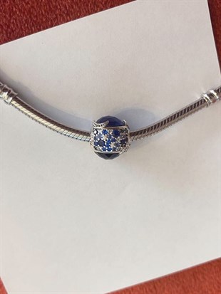 Gökyüzü Mavisi Işıltılı Yıldızlar Model Gümüş Charm