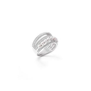Gümüş İthal Ve Kararma Yapmaz Swarovski İnci Detay Yüzük